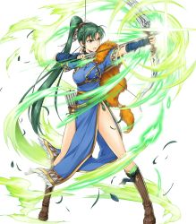 Rule 34 | 1girl, bow (weapon), drawing bow, fire emblem, fire emblem heroes, full body, highres, holding bow (weapon), lyn (fire emblem), nintendo, solo, standing, transparent background, weapon