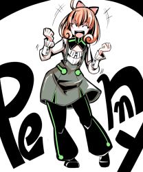 Rule 34 | 1girl, :d, ^ ^, ahoge, android, black thighhighs, blouse, boots, bow, character name, clenched hands, closed eyes, dress, freckles, full body, hair bow, kishiri (sakurasaku xyli), long sleeves, open mouth, orange hair, penny polendina, rwby, shirt, short hair, simple background, skirt, smile, solo, standing, suspender skirt, suspenders, thigh boots, thighhighs, white background