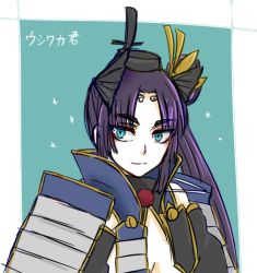 Rule 34 | 1girl, armor, black hair, blue eyes, breasts, fate/grand order, fate (series), hat, long hair, pom pom (clothes), revealing clothes, shoulder armor, side ponytail, smile, solo, ushiwakamaru (fate), ushiwakamaru (third ascension) (fate), yuko (taxidermy)