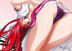 Rule 34 | 10s, 1girl, absurdres, ass, blue eyes, hand on own hip, high school dxd, high school dxd new, highres, non-web source, one eye closed, panties, red hair, rias gremory, scan, solo, underwear