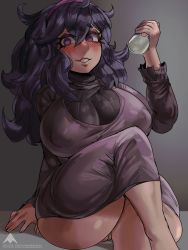 Rule 34 | 1girl, alamander, ass, bottle, breasts, creatures (company), game freak, hex maniac (pokemon), highres, milk bottle, moomoo milk, nintendo, pokemon, pokemon xy, pussy, solo