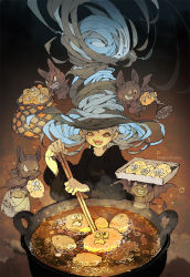 Rule 34 | 1girl, bat (animal), cauldron, demizu posuka, fangs, highres, looking at viewer, open mouth, original, solo, witch