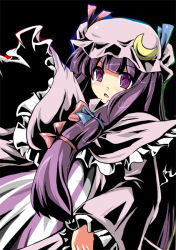 Rule 34 | 1girl, bad id, bad pixiv id, bow, fa no hito, female focus, hair ribbon, hat, long hair, patchouli knowledge, pink bow, purple eyes, purple hair, ribbon, solo, touhou