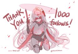 Rule 34 | 1girl, armored bodysuit, artist name, black bodysuit, blood, blood on clothes, blood on face, bodysuit, breasts, closed mouth, goddess of victory: nikke, grey bodysuit, grey hair, halo, highres, holding, holding sword, holding weapon, kneeling, large breasts, long hair, nekoponart, red blindfold, red eyes, rose (nikke), see-through, solo, sword, very long hair, weapon, white background