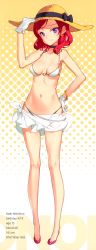 Rule 34 | 10s, 1girl, absurdres, ascii media works, bare legs, bikini, bracelet, breasts, choker, earrings, gloves, hand on headwear, hand on own hip, hat, highleg, highleg bikini, highleg swimsuit, highres, jewelry, legs, long image, long legs, love live!, love live! school idol project, medium breasts, navel, necklace, nishikino maki, o-ring, o-ring top, ooyari ashito, purple eyes, red hair, scan, slippers, smile, solo, stats, straw hat, sun hat, swimsuit, tall image, thighs, white bikini, white gloves