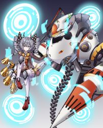 Rule 34 | 1girl, bow, bowtie, bronya zaychik, bronya zaychik (wolf&#039;s dawn), brown jacket, brown shorts, brown vest, closed mouth, drill hair, earrings, full body, gloves, grey background, grey eyes, grey hair, hair bow, holographic interface, homu (honkai impact), honkai (series), honkai impact 3rd, jacket, jewelry, looking at viewer, project bunny, shorts, solo, tor ai, twin drills, vest, white gloves, yellow bow, yellow bowtie