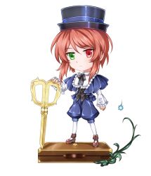 Rule 34 | 00s, 1girl, bad id, bad pixiv id, brown hair, chibi, full body, green eyes, hat, heterochromia, mtyy, pantyhose, red eyes, rozen maiden, scissors, short hair, solo, souseiseki, standing, transparent background