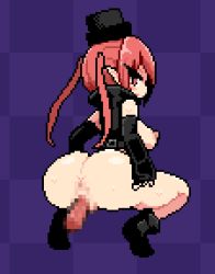 Rule 34 | 1girl, animated, animated gif, anus, ass, bluelab, censored, lowres, milkyquest, pixel art, red hair