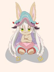 Rule 34 | absurdres, artist request, rabbit, furry, green eyes, highres, long hair, made in abyss, nanachi (made in abyss), white hair