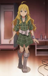 Rule 34 | blonde hair, boots, bracelet, green eyes, highres, hoshii miki, idolmaster, idolmaster (classic), jewelry, necklace, stitched, third-party edit