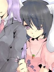Rule 34 | 2girls, animal ears, asa natsume, black hair, rabbit ears, clothes grab, female focus, head out of frame, inaba tewi, long hair, lossy-lossless, lowres, md5 mismatch, multiple girls, purple hair, qvga, reisen udongein inaba, short hair, touhou