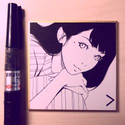 Rule 34 | 1girl, art tools in frame, closed mouth, dutch angle, greyscale, ilya kuvshinov, long hair, looking at viewer, marker, marker (medium), mole, mole under eye, monochrome, original, smile, solo, sweater, traditional media
