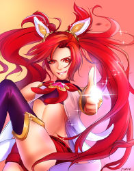 Rule 34 | 1girl, alternate costume, alternate hair color, highres, jinx (league of legends), league of legends, long hair, magical girl, red hair, star guardian (league of legends), star guardian jinx, thighhighs, twintails