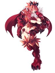 Rule 34 | absurdres, animal ear fluff, animal ears, animal hands, artist request, bat wings, bikini, blush, breasts, claws, cleavage, finger to mouth, fur, glowing, glowing eyes, highres, large breasts, leg up, lips, looking at viewer, manticore (monster girl encyclopedia), midriff, monster girl, monster girl encyclopedia, multiple arms, pink hair, red eyes, solo, standing, swimsuit, tail, thigh gap, thighs, underboob, white background, wings