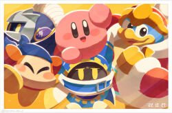 Rule 34 | armor, bandana, bandana waddle dee, blue bandana, blush stickers, closed eyes, colored skin, dated, disembodied hand, gloves, highres, king dedede, kirby, kirby&#039;s return to dream land, kirby (series), looking at viewer, magolor, mask, meta knight, nantan chu 0, nintendo, pauldrons, pink skin, pom pom (clothes), rayman limbs, shoulder armor, smile, solid oval eyes, yellow eyes
