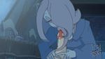 Rule 34 | 10s, 1girl, animated, cum, dildo, fellatio, hair over one eye, little witch academia, long tongue, mushroom, oral, penis, pink eyes, pink hair, sex toy, simulated fellatio, solo, sucy manbavaran, tongue, tongue out, tonguejob, video