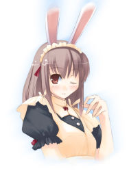 Rule 34 | 1girl, animal ears, jirou (chekoro), maid, rabbit ears, simple background, solo, tagme, white background