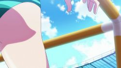 Rule 34 | 1girl, animated, animated gif, anime screenshot, ass, bikini, blue hair, huge ass, keijo!!!!!!!!, kotone fujisaki, short hair, sky, swimsuit