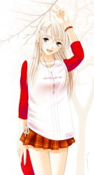 Rule 34 | aizawa kotarou, blonde hair, blue eyes, casual, original, plaid, skirt, smile, solo