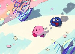 Rule 34 | bad id, bad pixiv id, blush stickers, from above, gooey (kirby), kirby, kirby&#039;s dream land 3, kirby (series), nintendo, smile, soumenhiyamugi, tongue, tongue out, walking