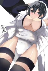 Rule 34 | 1girl, absurdres, black hair, breasts, highres, iroha (samurai spirits), large breasts, samurai spirits, solo, white background