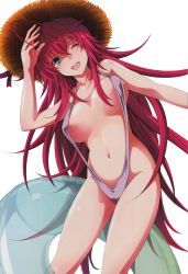 Rule 34 | 10s, 1girl, absurdres, bikini, blue eyes, breasts, high school dxd, highres, large breasts, long hair, miyama-zero, official art, open mouth, red hair, rias gremory, smile, solo, standing, swimsuit