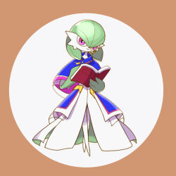 Rule 34 | 1girl, blue capelet, bob cut, book, border, brown border, capelet, closed mouth, colored skin, creatures (company), crossed legs, female focus, full body, game freak, gardevoir, gardevoir (sacred), gen 3 pokemon, green hair, green skin, hair between eyes, hands up, happy, highres, holding, holding book, looking at viewer, monocle, monya, multicolored skin, nintendo, open book, pink eyes, pokemon, pokemon (creature), pokemon unite, round image, short hair, simple background, smile, solo, standing, two-sided capelet, two-sided fabric, two-tone skin, waist cape, watson cross, white background, white skin, yellow-framed eyewear
