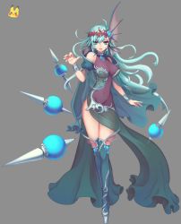 Rule 34 | 1girl, ahoge, bare shoulders, blue eyes, blue hair, boots, bracelet, breasts, coral, crossed legs, dress, fins, floating hair, full body, grey background, hair ornament, head fins, jewelry, large breasts, legs together, lips, long hair, looking at viewer, matching hair/eyes, original, parted lips, pikatsu, platform footwear, see-through, side slit, simple background, solo, standing, thigh boots, thighhighs, very long hair, watson cross