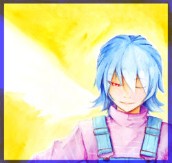 blue_hair holysnow original red_eyes short_hair solo tagme wings