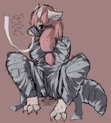 Rule 34 | androgynous, bdsm, blue eyes, dog, full body, furry, gender request, long hair, paru, red hair, solo
