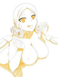Rule 34 | 1girl, 2boys, absurdres, breasts, breasts out, buuroban, fairy tail, from above, happy, highres, juvia lockser, large breasts, legs, multiple boys, nervous, nipples, nude, penis, penises, short hair, sketch, smile, solo focus