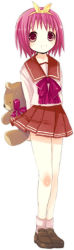 Rule 34 | 1girl, bow, kamigishi akari, school uniform, serafuku, solo, stuffed animal, stuffed toy, teddy bear, to heart, to heart (series), yakisake, yellow bow
