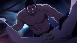 Rule 34 | 2boys, abs, anal, bar censor, bara, black gloves, black hair, censored, chris redfield, clenched teeth, completely nude, erection, ethan winters, facial hair, gloves, highres, indoors, large pectorals, male focus, male penetrated, male pubic hair, mazjojo, multiple boys, muscular, muscular male, navel, nipples, nude, paid reward available, pectorals, penis, pubic hair, resident evil, resident evil village, sex, short hair, solo focus, spread legs, teeth, testicles, topless male, yaoi