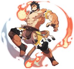 Rule 34 | 1boy, abs, alca (wakatanka4), alca the lion, animal ears, bara, bare pectorals, beard, black hair, briefs, brown male underwear, bulge, chest hair, clothing cutout, crotchless, crotchless pants, facial hair, flame-tipped tail, flaming hand, full body, furrification, furry, furry male, gyee, highres, jewelry, large pectorals, lion boy, lion ears, male focus, male underwear, mature male, muscular, muscular male, navel, navel hair, necklace, nipples, official art, pants, pectorals, red eyes, short hair, stomach, tail, thick eyebrows, thick thighs, thigh cutout, thighs, transparent background, underwear, zixiong zix