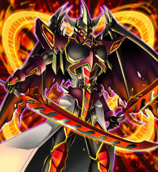 Rule 34 | 1boy, armor, bad id, bad pixiv id, breastplate, dragon wings, dual wielding, duel monster, full armor, greaves, holding, horns, humanization, knight, omega na hito, personification, red dragon archfiend, shoulder pads, sword, weapon, wings, yu-gi-oh!