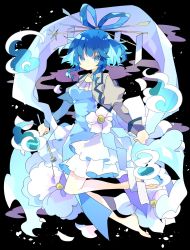 Rule 34 | 1girl, adapted costume, bad feet, barefoot, black background, blue dress, blue eyes, blue hair, breasts, closed mouth, commentary request, dress, expressionless, flower, flower request, full body, hagoromo, hair ornament, hair rings, hair stick, highres, holding, holding stick, jacket, juliet sleeves, kaku seiga, long sleeves, looking at viewer, medium breasts, nikorashi-ka, one-hour drawing challenge, puffy sleeves, shawl, short hair, simple background, solo, stick, touhou, white flower, white jacket