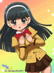 Rule 34 | 1girl, awa, black hair, blush, character request, female focus, jewelpet (series), jewelpet twinkle, long hair, open mouth, school uniform, skirt, solo, tagme