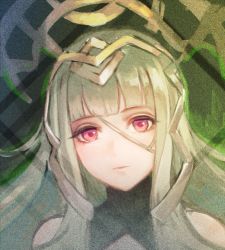 Rule 34 | 1girl, armor, cape, crown, fire emblem, fire emblem heroes, grey hair, kokouno oyazi, long hair, looking at viewer, lowres, red eyes, simple background, solo, veronica (fire emblem)