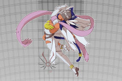 Rule 34 | 1girl, angel, angel girl, angewomon, angewomon (cosplay), ass, breasts, cleavage, cosplay, digimon, digimon (creature), head wings, long hair, solo, wings