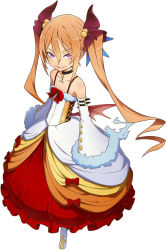 Rule 34 | 1girl, bow, choker, detached sleeves, flat chest, full body, hair bobbles, hair ornament, highres, long hair, long skirt, naughty face, official art, orange hair, parted lips, purple eyes, reine (toushin toshi), simple background, skirt, sleeves past wrists, solo, toushin toshi, toushin toshi girls gift, toushin toshi ii, twintails, very long hair, white background, wide sleeves