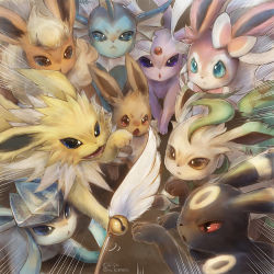 Rule 34 | :&lt;, artist name, blue eyes, brown eyes, brown fur, cat teaser, closed mouth, commentary request, creatures (company), eevee, emphasis lines, espeon, evolutionary line, flareon, game freak, gen 1 pokemon, gen 2 pokemon, gen 4 pokemon, gen 6 pokemon, glaceon, jolteon, leafeon, momomo12, nintendo, no humans, open mouth, pokemon, pokemon (creature), purple eyes, sylveon, umbreon, vaporeon, watermark