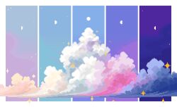 Rule 34 | blue sky, cloud, jubilee (8pxl), moon phases, night, night sky, no humans, original, pixel art, purple sky, sky, sparkle