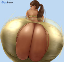 Rule 34 | aokuro, ass, ass shake, butt crack, highres, huge ass, looking at viewer, looking back, looking down, ponytail, torn clothes