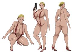 Rule 34 | 1girl, ass, blonde hair, breasts, butt crack, highres, huge breasts, slingshot swimsuit, solo, swimsuit, t-x, terminator (series), terminator 3: rise of the machines