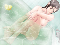Rule 34 | 00s, 1girl, barefoot, bath, black hair, breasts, discipline: the record of a crusade, dutch angle, feet, game cg, kaneda maiko, pussy, red eyes, rubber duck, sei shoujo, smile, solo, uncensored
