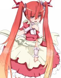 Rule 34 | 1girl, apron, dress, gender request, genderswap, gradient hair, hair ornament, happy, hizakozouzu, long hair, looking at viewer, maid, maid apron, mitsuka souji, multicolored hair, open mouth, ore twintail ni narimasu, puffy sleeves, red dress, red eyes, red hair, screencap, smile, solo, tailred, twintails, very long hair, wrist cuffs