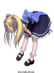Rule 34 | bent over, blonde hair, blue eyes, bow, full body, pantyhose, ryu (ryu&#039;s form site), solo, tagme, twintails, white pantyhose