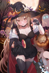 Rule 34 | 4girls, alternate costume, amane kanata, animal (nanashi mumei), bare tree, black dress, black gloves, bow, breasts, brown eyes, brown hair, candy, cleavage, crescent, crescent hat ornament, crossed bandaids, crossed bangs, dress, dual persona, food, frilled dress, frills, full moon, ghost, gloves, hair ornament, hairclip, halloween bucket, halloween costume, hat, hat ornament, holding, holding candy, holding food, holding lollipop, hololive, hololive english, hololive indonesia, hootsie (nanashi mumei), jack-o&#039;-lantern, kureiji ollie, lollipop, long hair, medium breasts, monster, moon, mujinbensin, multicolored hair, multiple girls, mumei (song) (hololive), nanashi mumei, night, partially fingerless gloves, ribbon, streaked hair, thighhighs, tokoyami towa, tongue, tongue out, tree, very long hair, virtual youtuber, witch hat