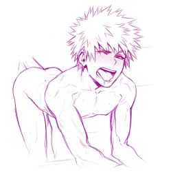 Rule 34 | 1boy, alek reyes, anal, bakugou katsuki, boku no hero academia, collarbone, completely nude, disembodied penis, doggystyle, eyes visible through hair, male focus, male penetrated, monochrome, nude, one eye closed, open mouth, penis, red eyes, saliva, sex, sex from behind, spiked hair, spot color, teeth, toned, toned male, tongue, yaoi