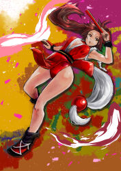 Rule 34 | 1girl, breasts, fatal fury, highres, large breasts, long hair, ponytail, shiranui mai, solo